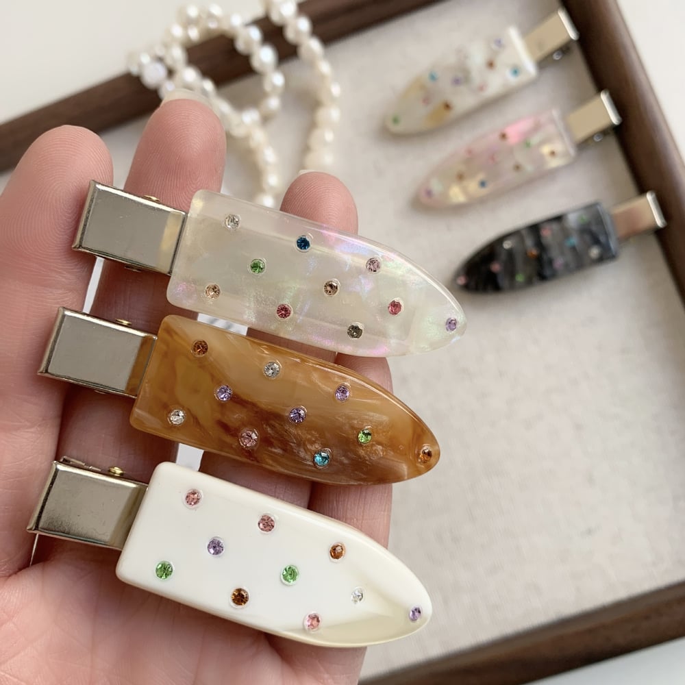 1 Piece Shinning Polka Dots Cellulose Acetate Sheet Women's Hair Clips Picture4