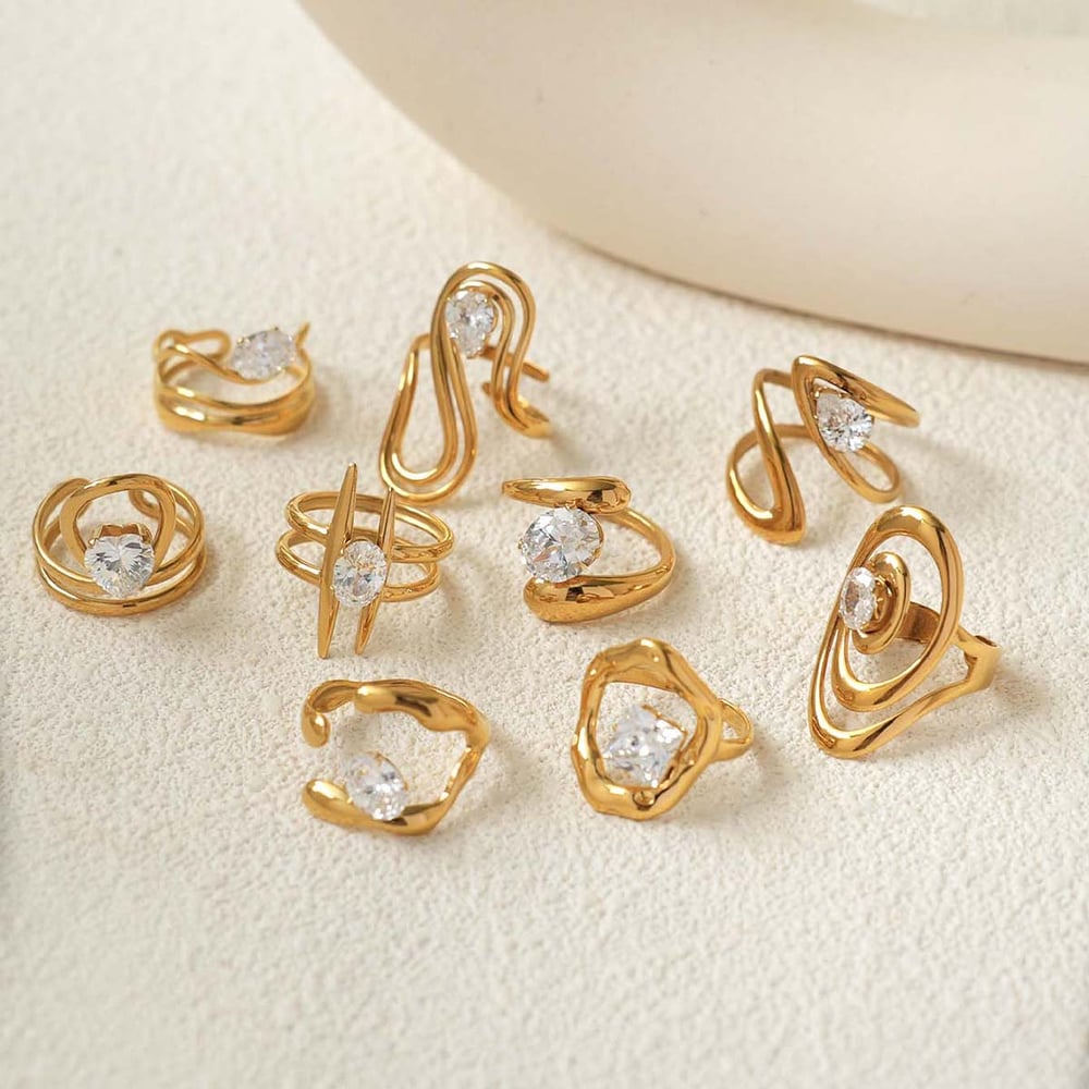 1 Piece Simple Daily Irregular Shape Stainless Steel  Women's Gemstone Rings h5Picture3