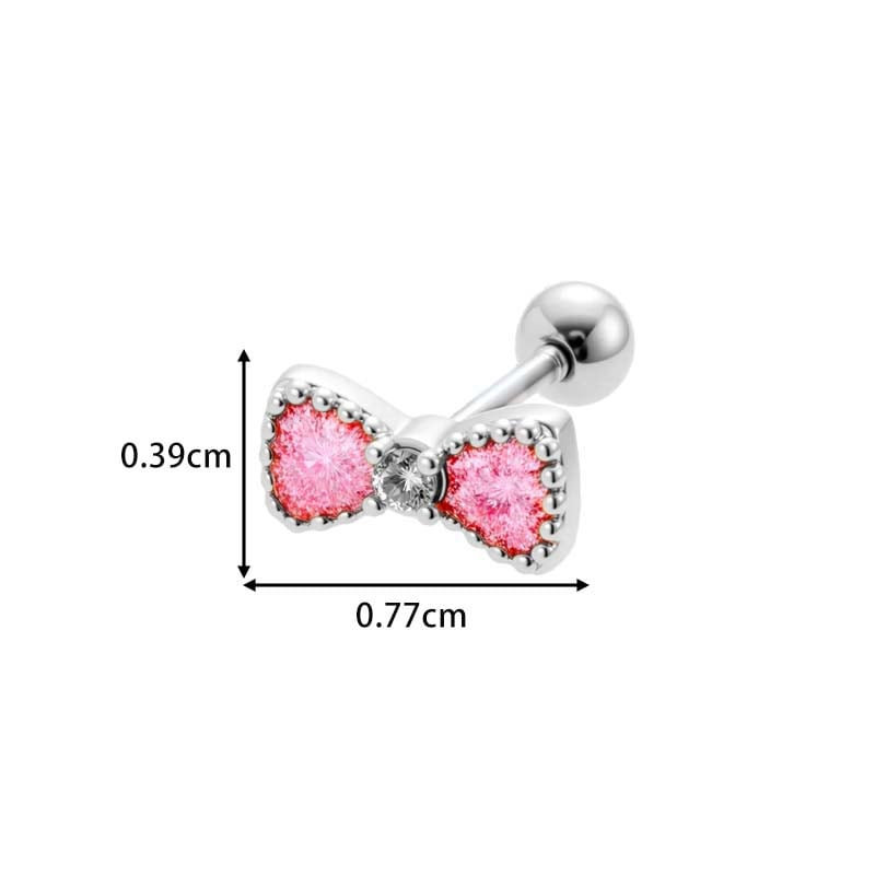 1 Piece Polychrome Bow Knot Copper Gold Color Zircon Women's Piercing Earrings Picture2