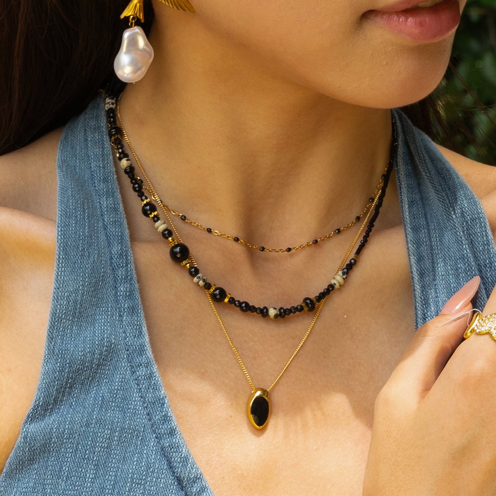 Retro Doğal Taş Kolye Seti h5Resim2