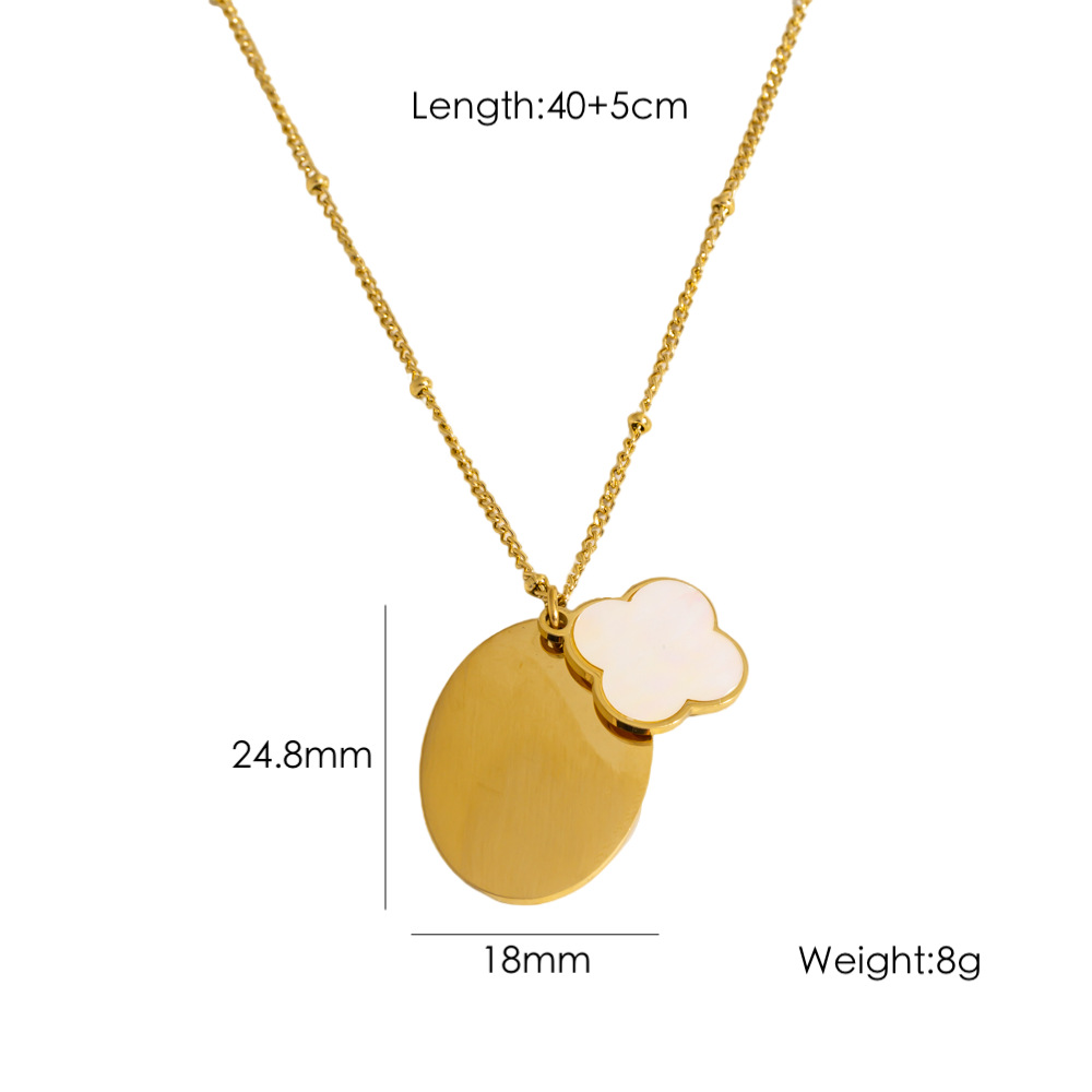 Simple Stainless Steel Women's Pendant Necklace with Shell Flower Designs