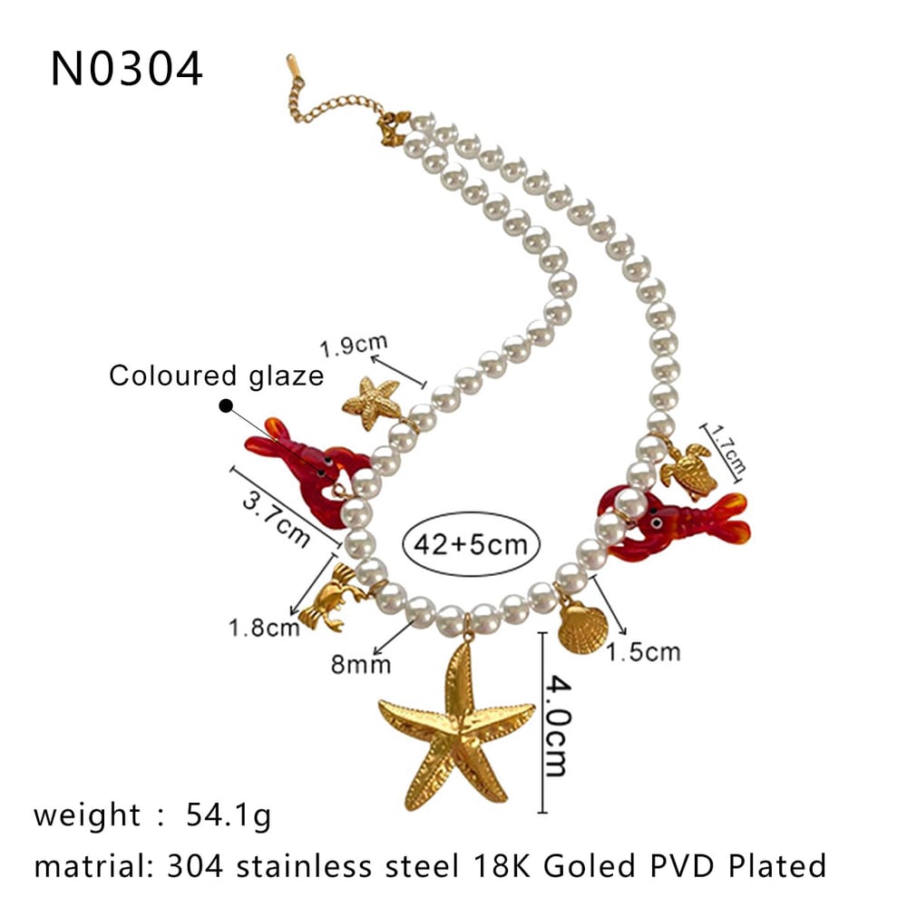 1 Piece Glaze Lobster Beaded Necklace h5Picture2