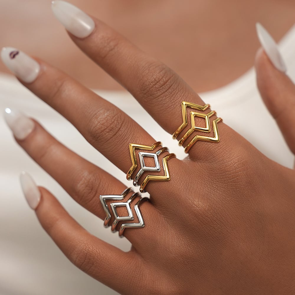 1 Piece Simple Series Simple Woven Stainless Steel   Gold Color  Minimalist Rings h5Picture3