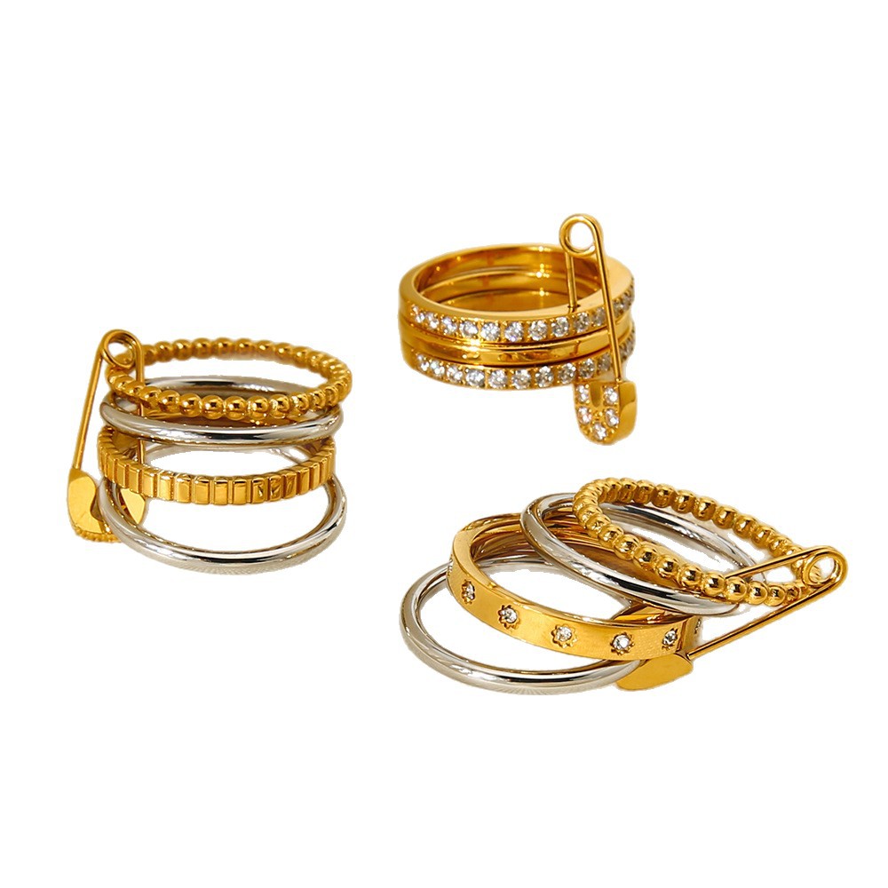 1 Pair Luxurious Series Punk Geometric Stainless Steel  Women's Ring h5Picture5