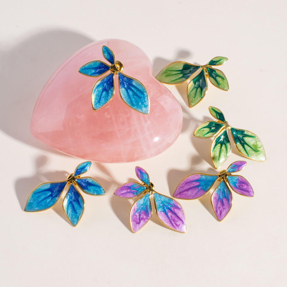 1 Pair Romantic Series Sweet Flower Stainless Steel Women's Stud Earrings h5Picture2