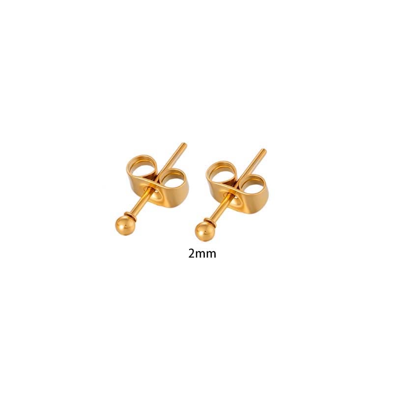 1 Piece Minimalist Ball Stainless Steel Gold Color Women's Piercings Earrings Picture2