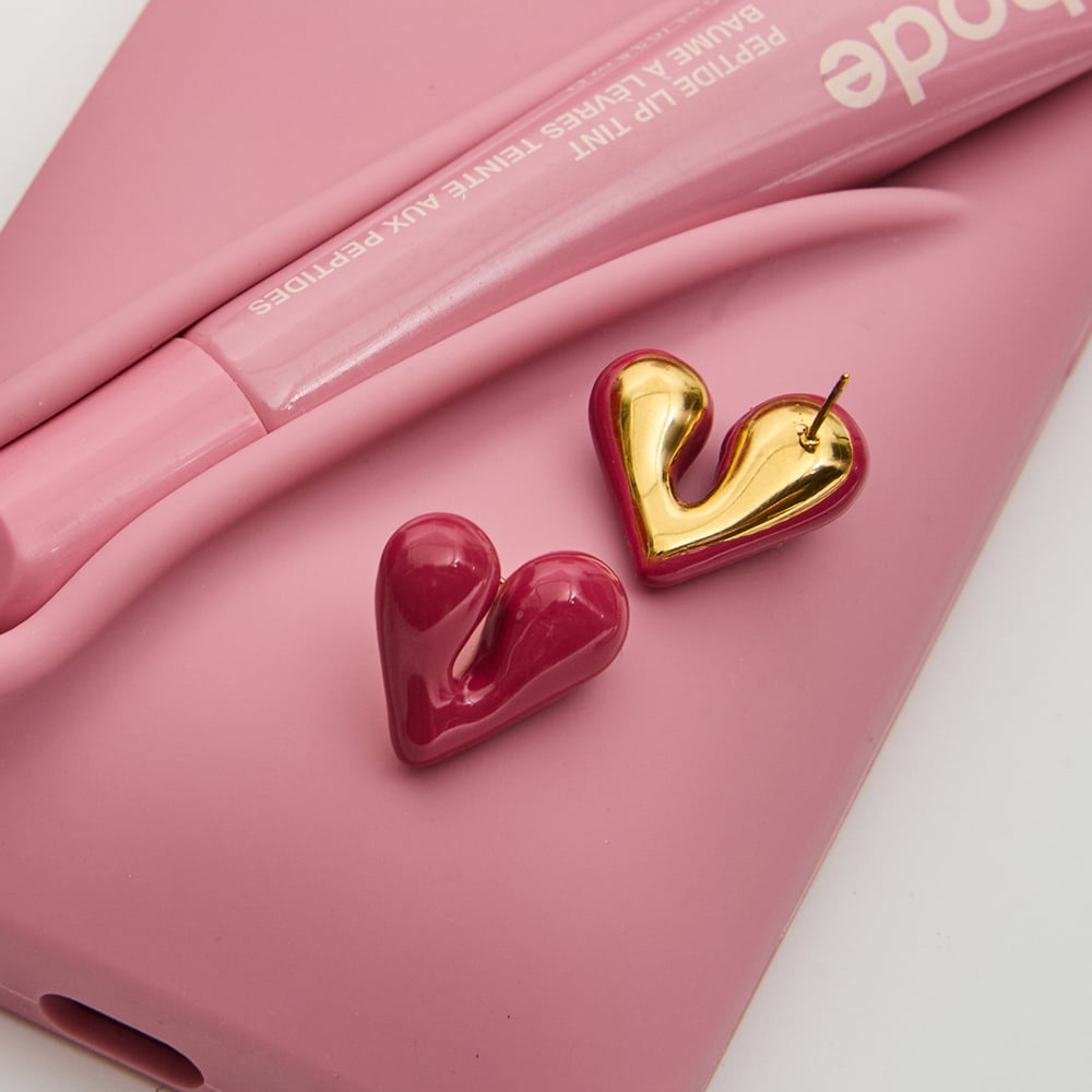 1 Pair Romantic Heart Stainless Steel Gold Color Women's Stud Earrings h5Picture6