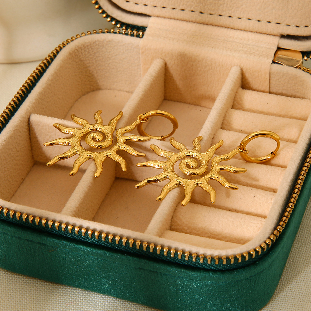 1 Pair Classic Series Retro Sun/Moon Stainless Steel  Dangle Earrings Picture4