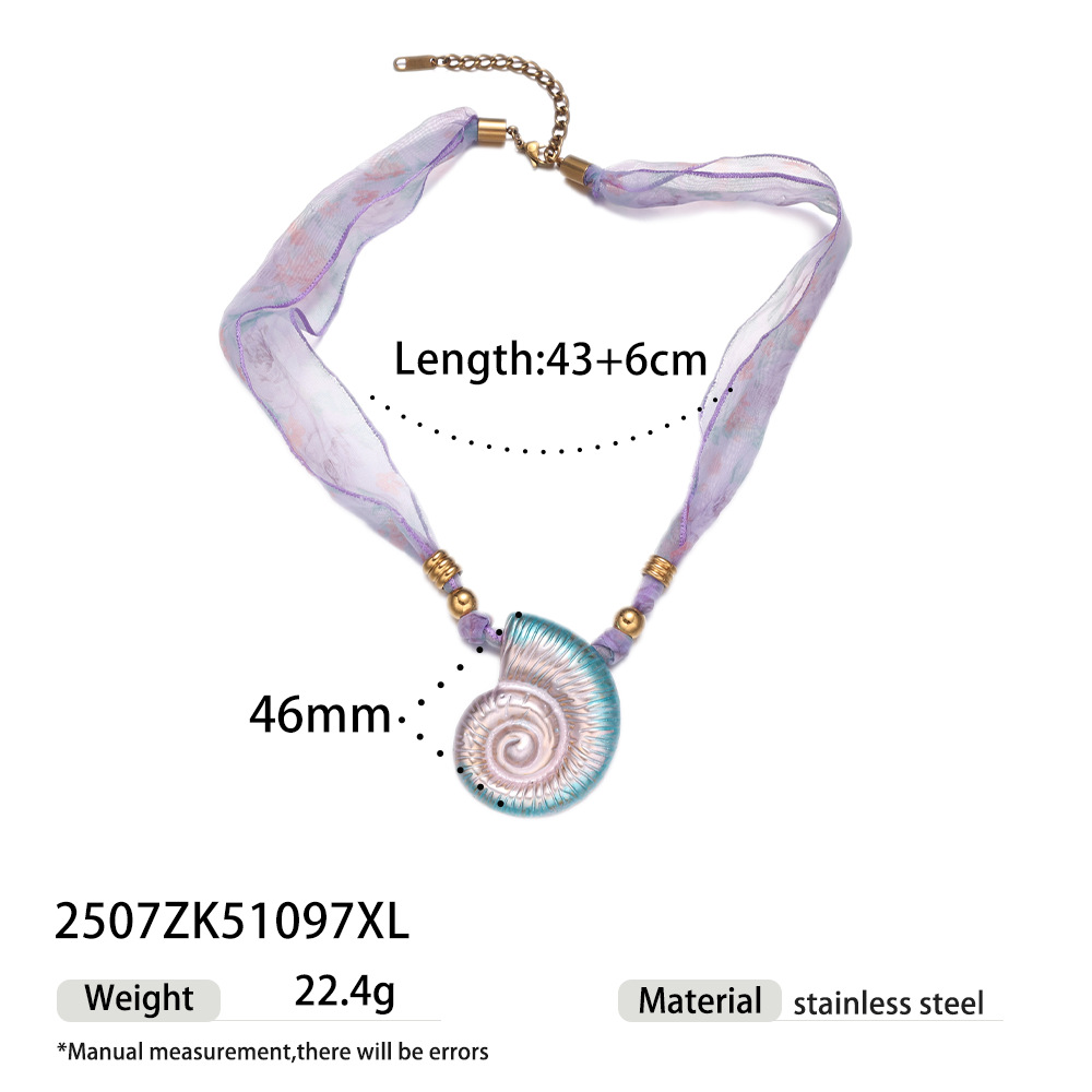 Collier pendentif coquillage romantique en acier inoxydable, 1 pièce