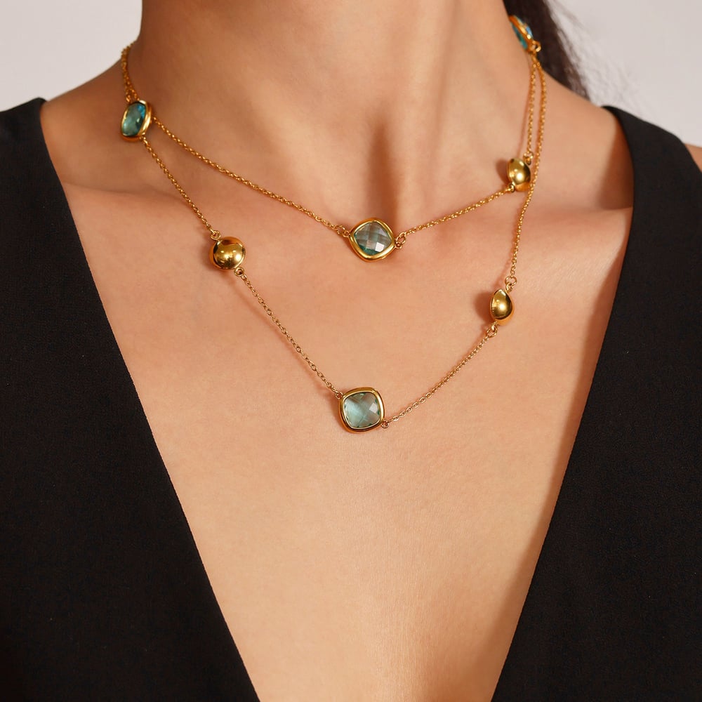 1 Piece Retro Rectangle Stainless Steel Gold Color Women's Pendant Necklaces h5Picture5