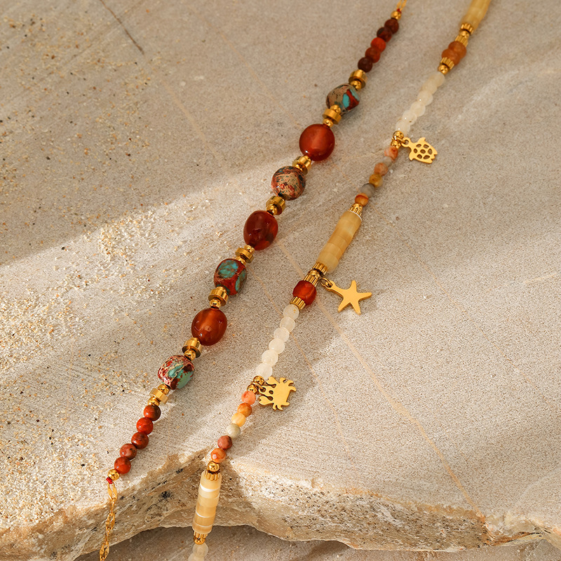 1 Piece Natural Stone Beaded Necklace Picture4