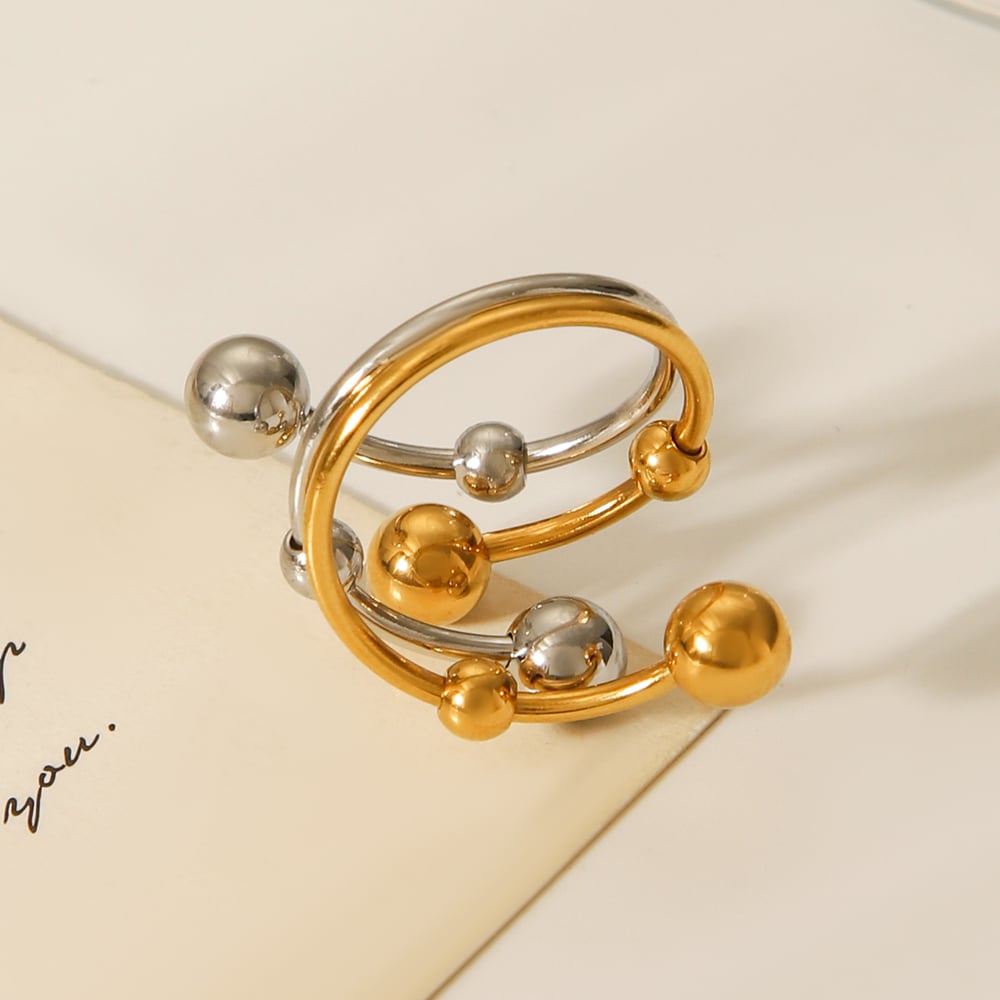 1 Piece Simple  Daily Mixed Color Stainless Steel  Gold Color Statement Rings h5Picture7