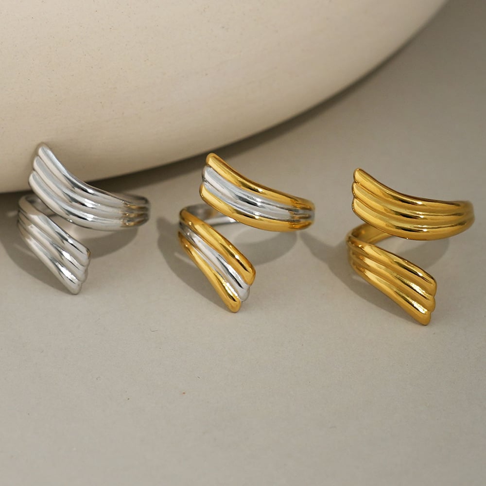 1 Pair Simple Series Daily Strip Stainless Steel   Gold Color  Minimalist Rings Picture4