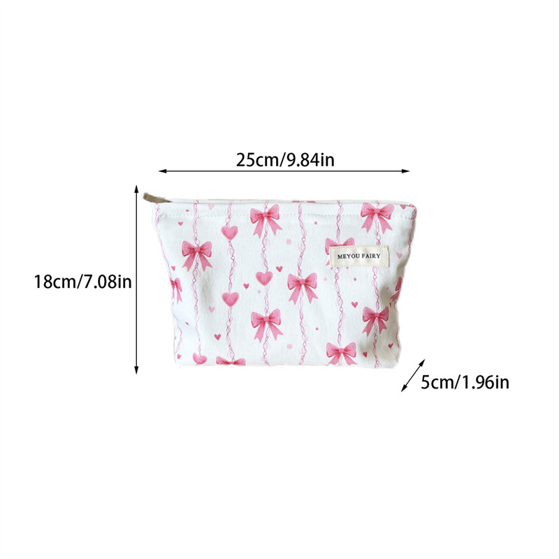 1 Piece Premium Striped Bow Women's Makeup Bag Picture2