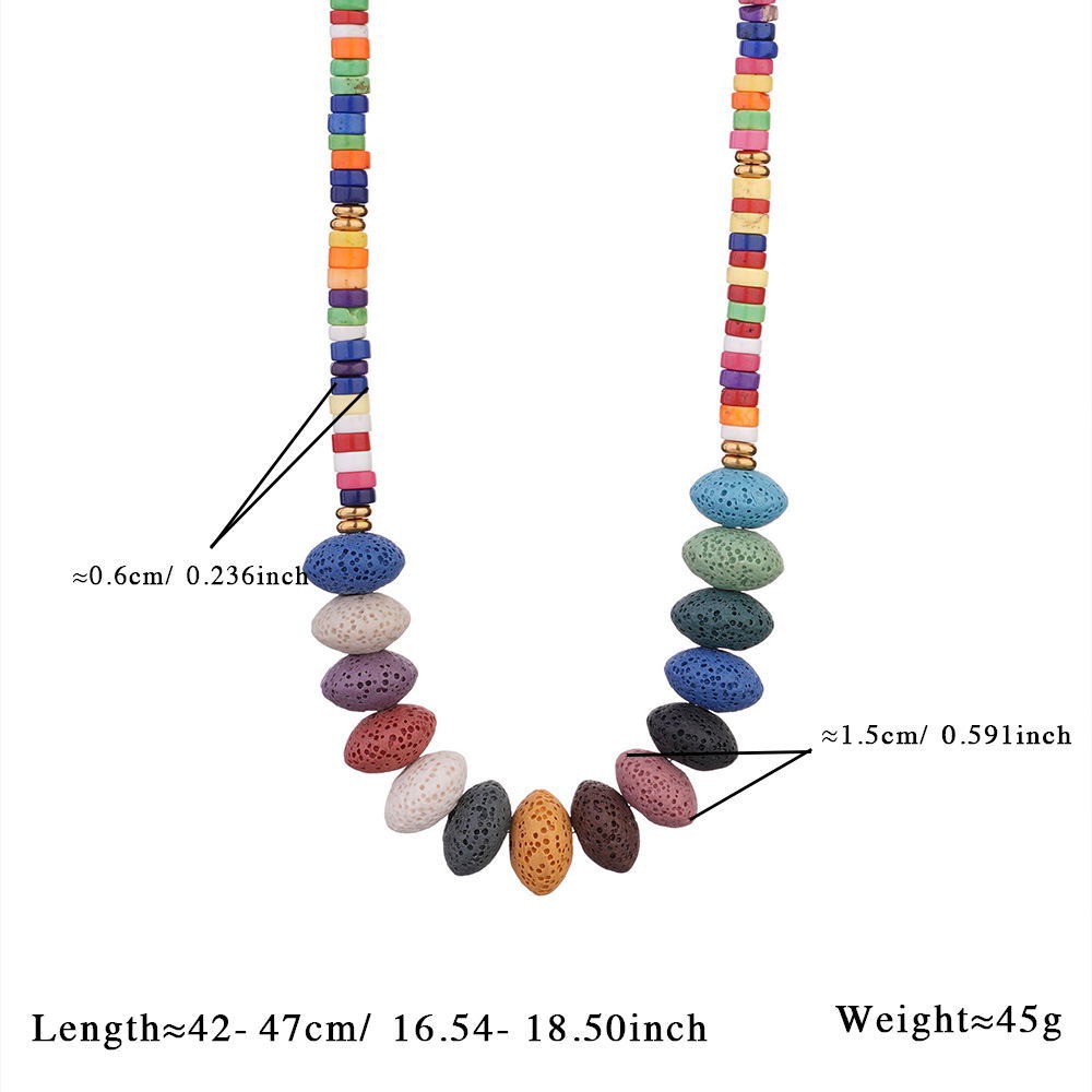 1 Piece Polychrome Beads Natural Stones Gold Color Women's Beaded Necklaces h5Picture2