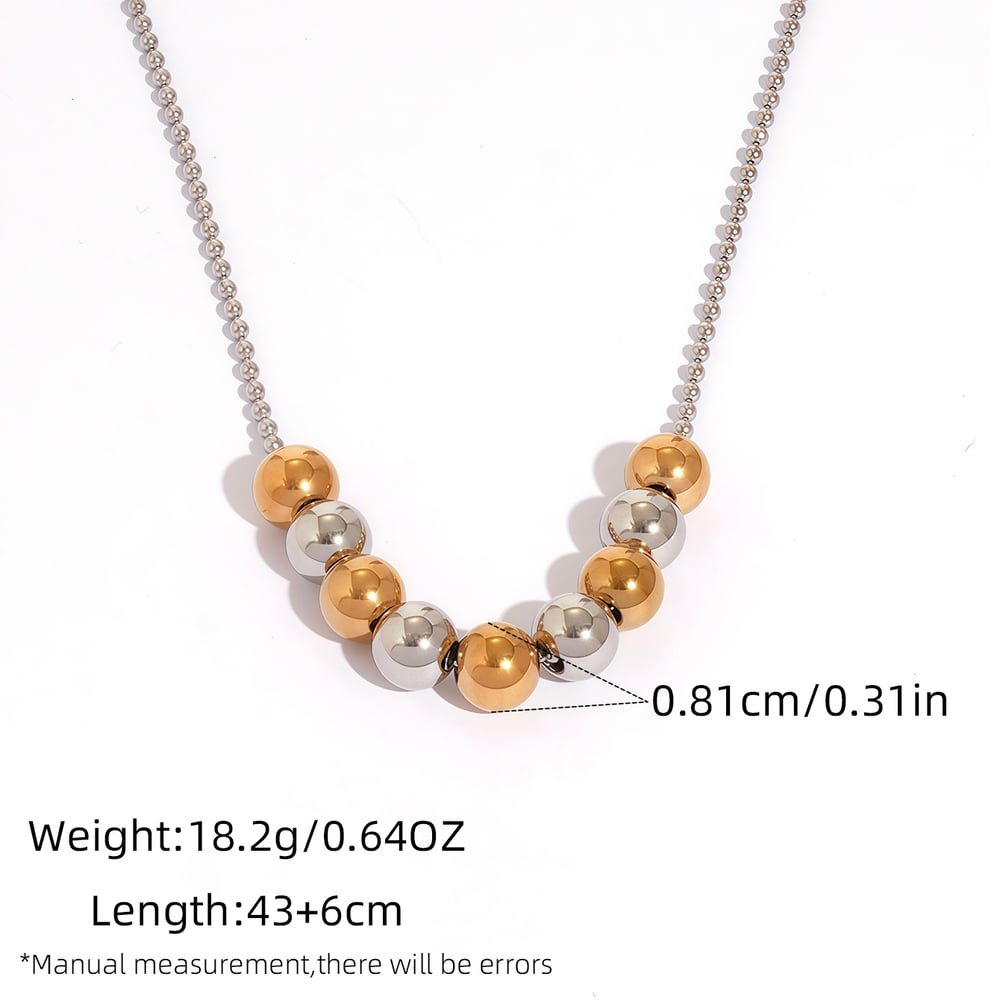1 Piece Simple Series Simple Beads Stainless Steel Beaded Necklaces h5Picture2