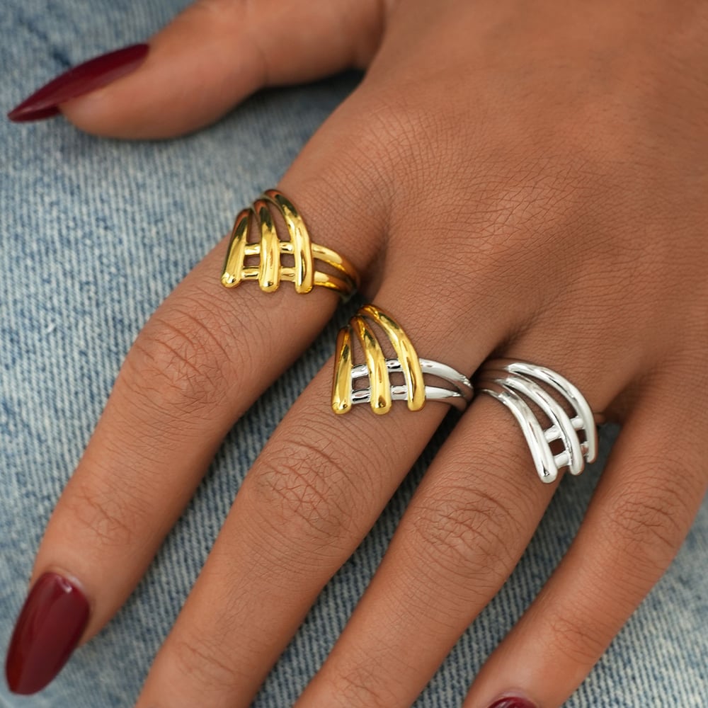 1 Piece Simple Series Casual Irregular Shape Stainless Steel   Gold Color  Minimalist Rings Picture6