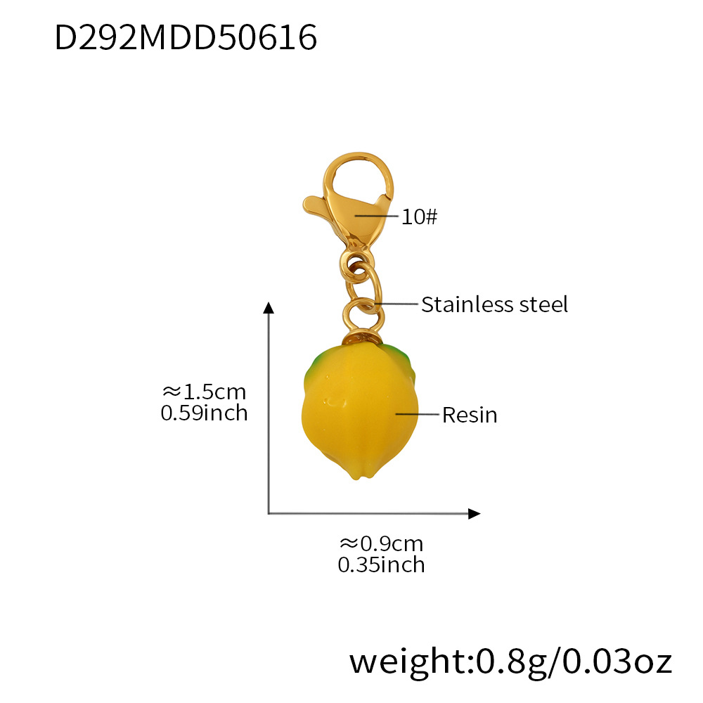 1 Piece Natural Lemon Stainless Steel Gold Color Women's Pendant Necklaces