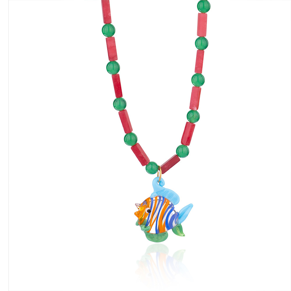 1 Piece Transparent Glass Fish Natural Stones Women's Beaded Necklaces