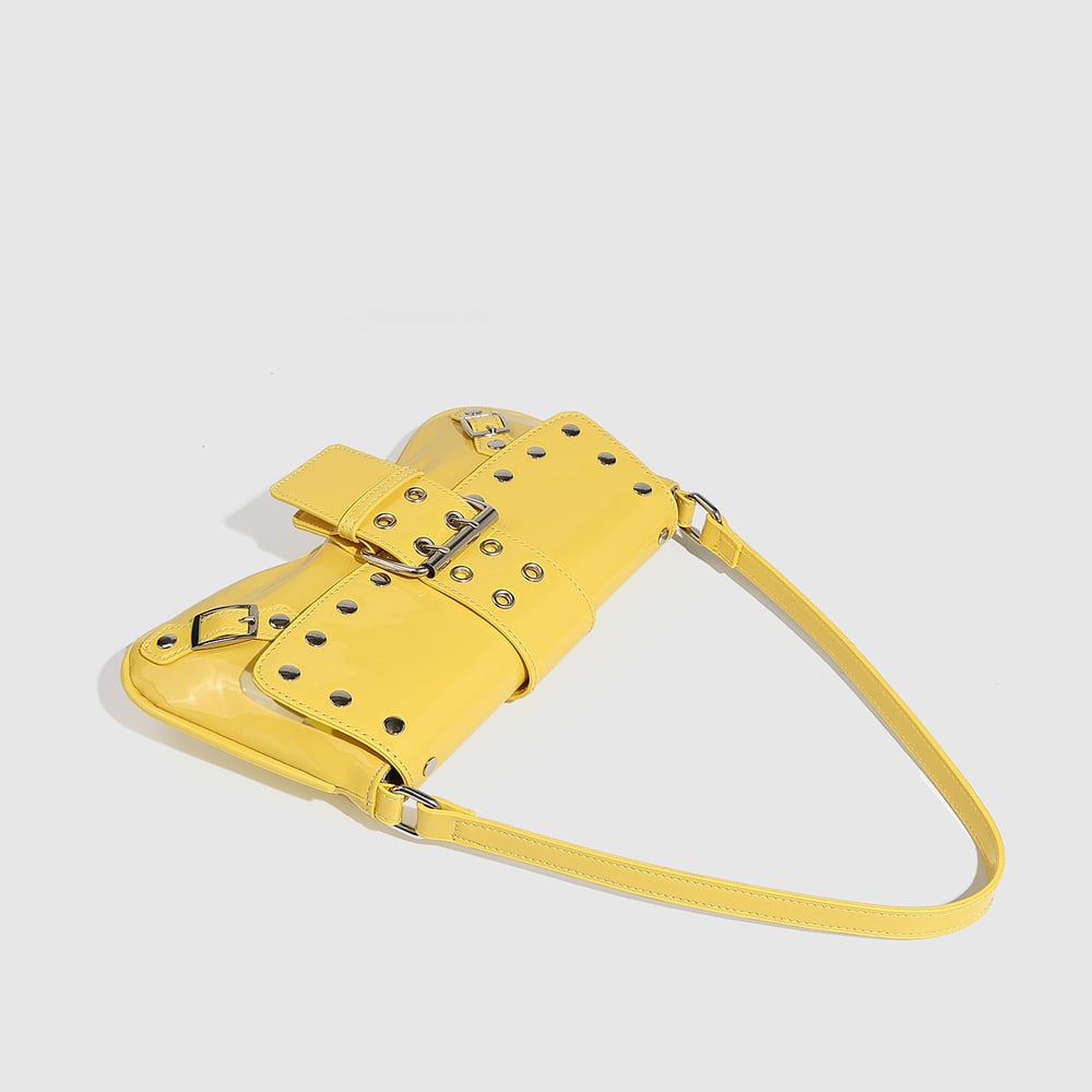 1 Piece Bright-colored Rivet Leather Buckle Women's Shoulder Bags Picture4