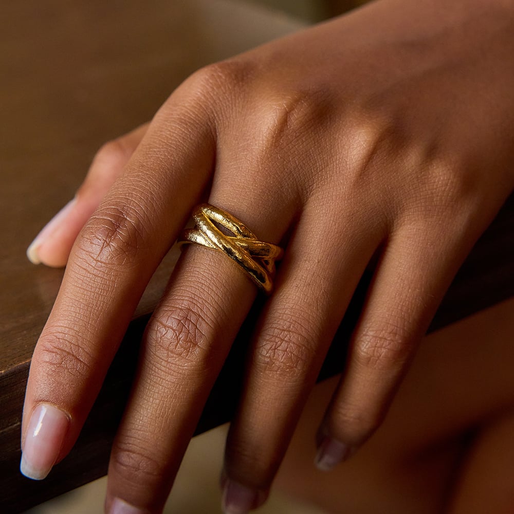1 Piece Modern Twist Stainless Steel Gold Color Minimalist Rings Picture4