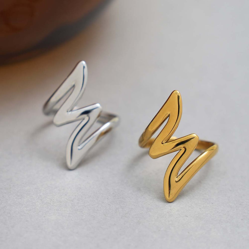 1 Piece Simple Series Daily Lines Stainless Steel   Gold Color  Minimalist Rings Picture5