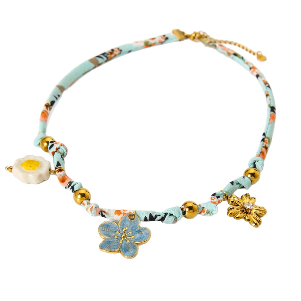 1 Piece Flower Fabric Pendant Necklace Picture5