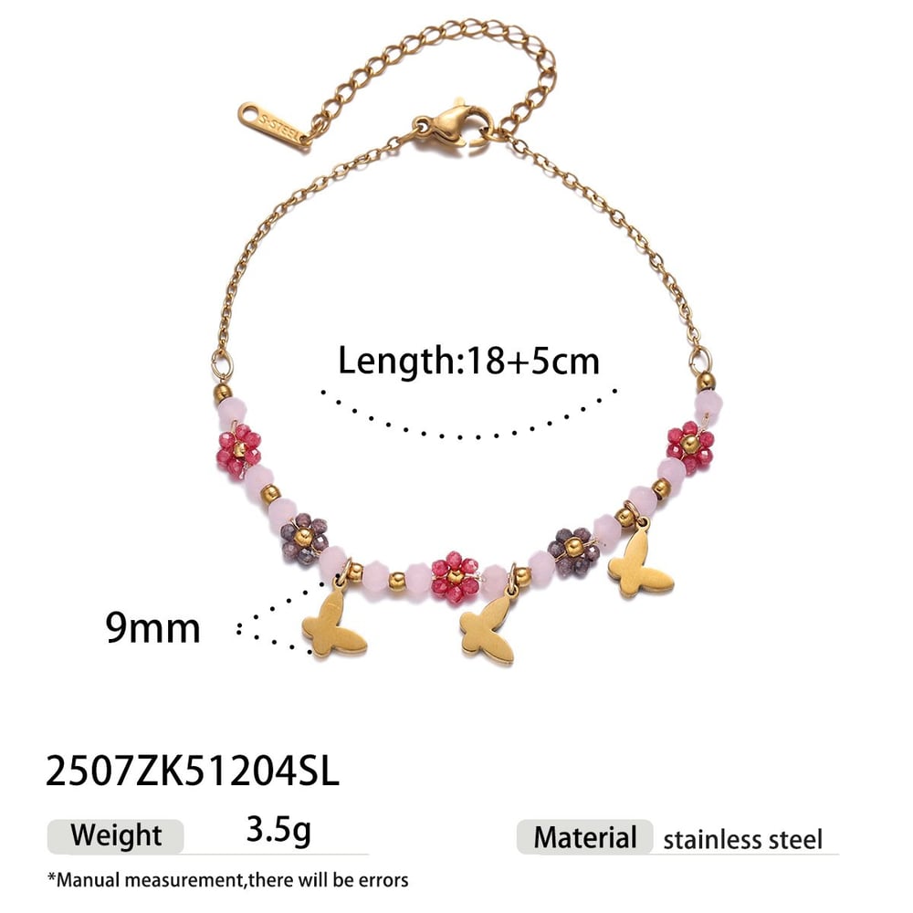 1 Piece Romantic Series Sweet Flower Stainless Steel  Gold Color Charm Bracelet