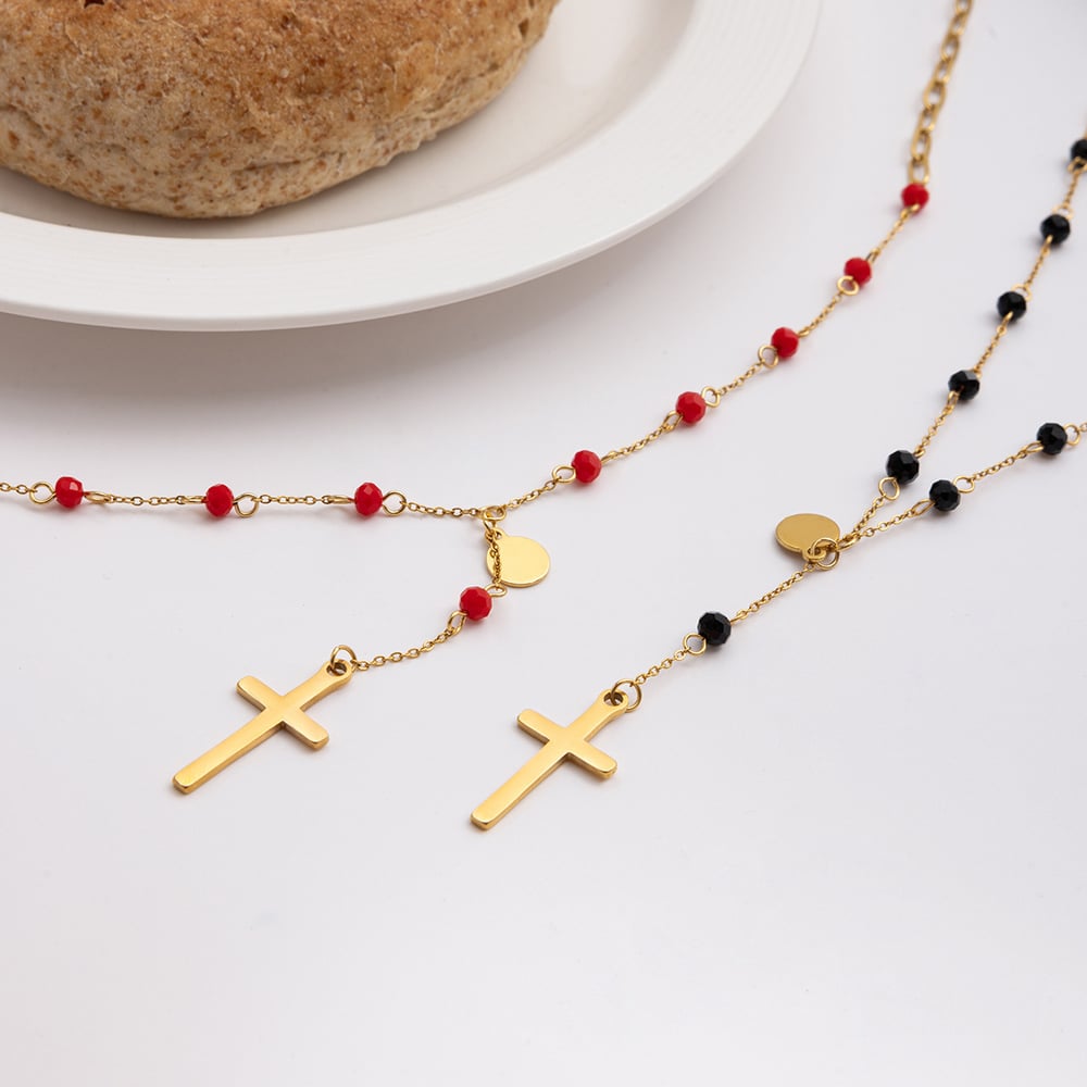 1 Piece Personality Cross Stainless Steel Gold Color Women's Pendant Necklaces Picture6