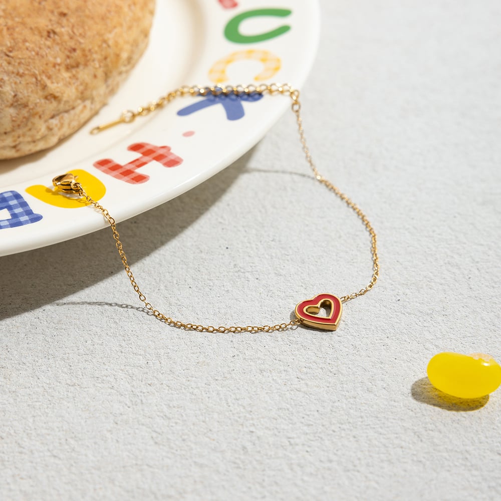 1 Piece Sweet Heart Stainless Steel Gold Color Women's Charm Bracelets h5Picture8