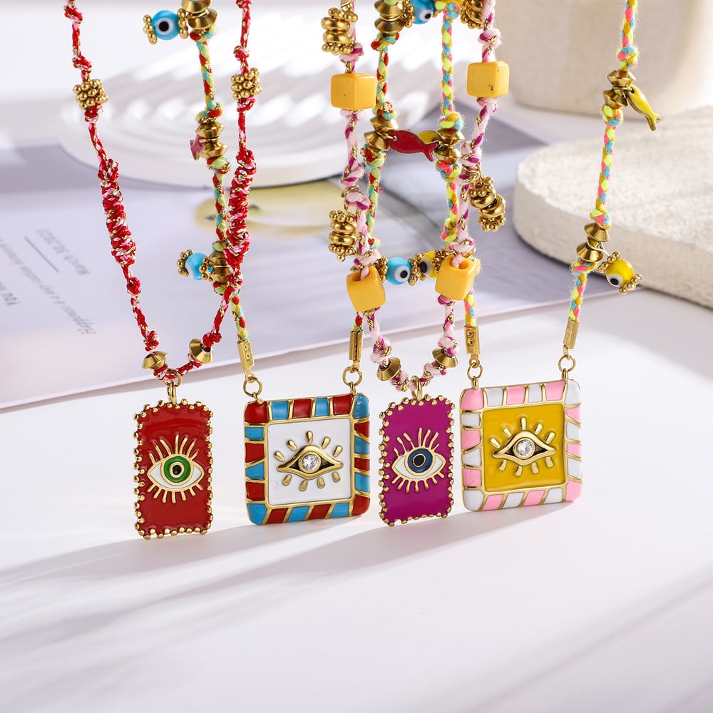 1 Piece Luxurious Devil's Eye Stainless Steel Gold Color Women's Pendant Necklaces h5Picture3