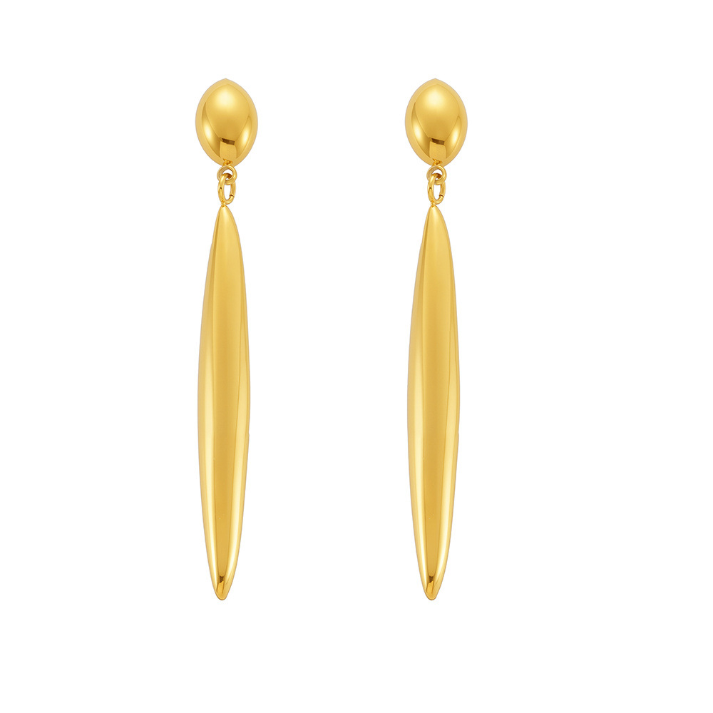 1 par de pendientes colgantes modernos de acero inoxidable de forma irregular en color dorado para mujer