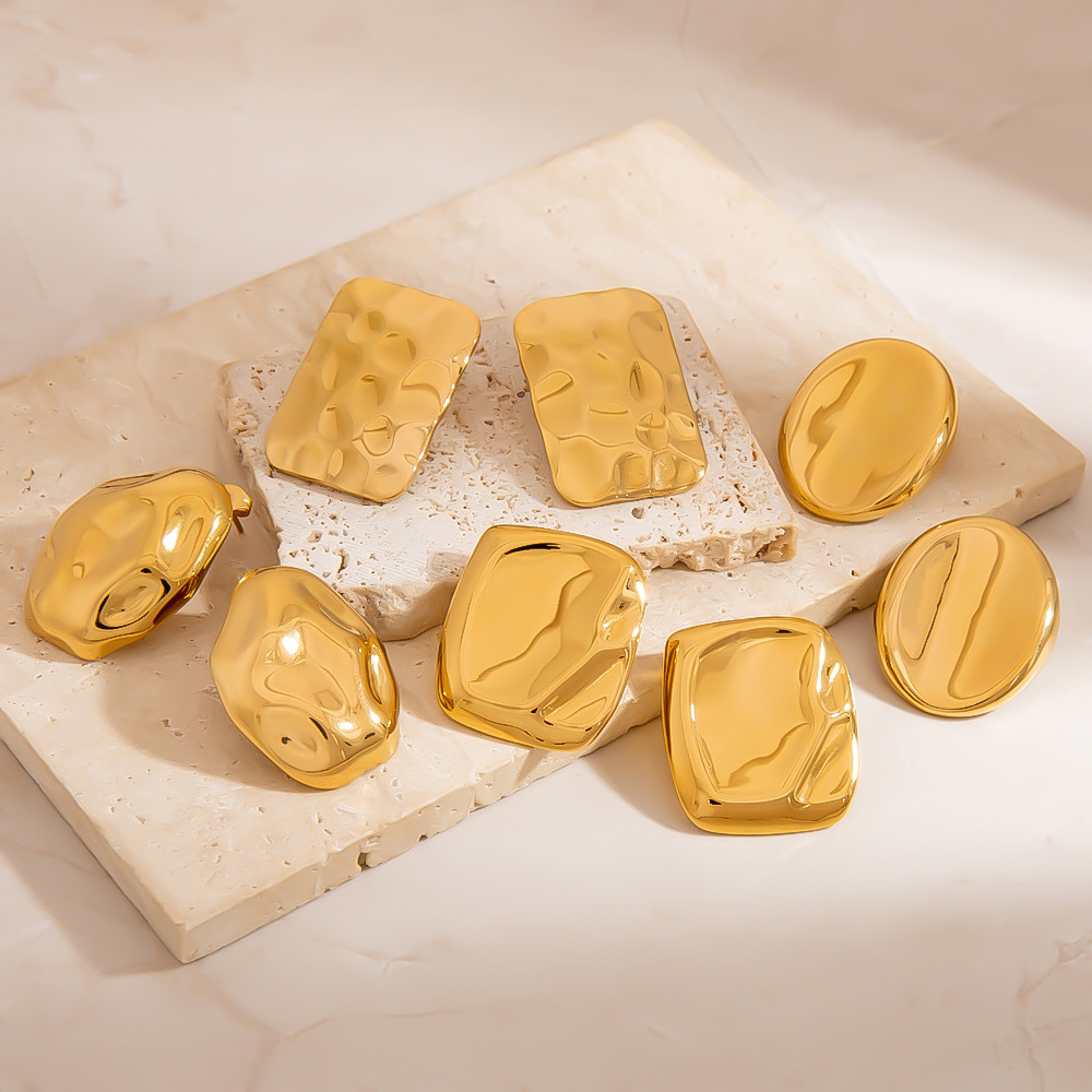 1 Pair Simple Series Casual Irregular Shape Stainless Steel   Women's Stud Earrings h5Picture3