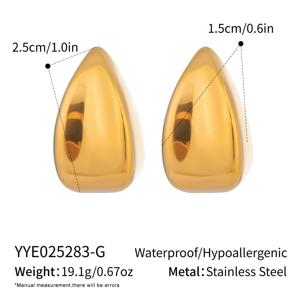 1 Pair Stainless Steel Gold Color Stud Earrings 