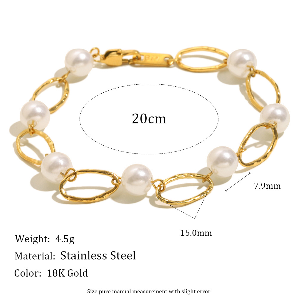 1 Piece Classic Series Oval Stainless Steel Gold Color Women's Chain Bracelets h5Picture4