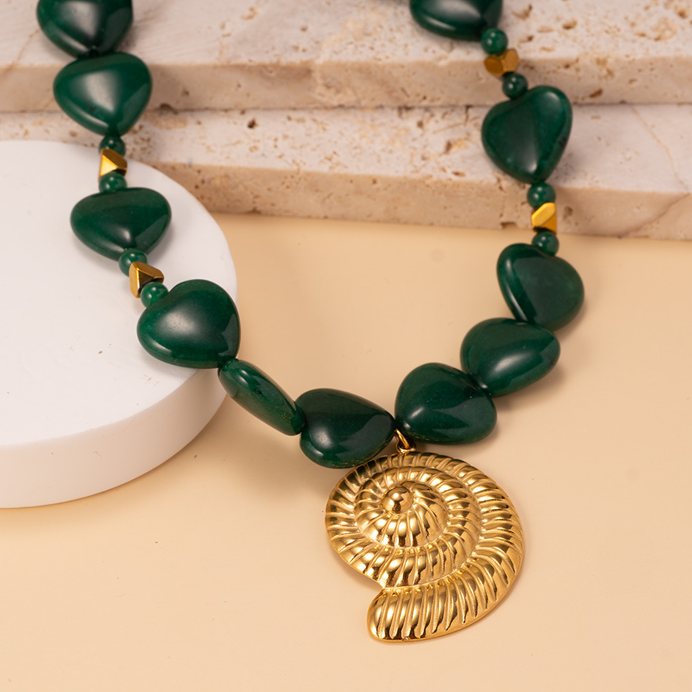 1 Piece Classic Series Shell Natural Stones Gold Color Women's Pendant Necklaces Picture4