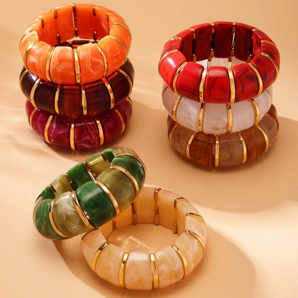 1 Piece Classic Series Bohemian Circle Resin Women's Bangles Picture4