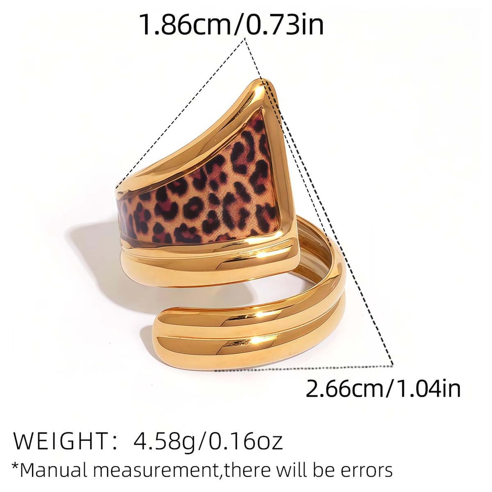 1 Piece Simple  Casual Leopard Print Stainless Steel Statement Rings Picture2