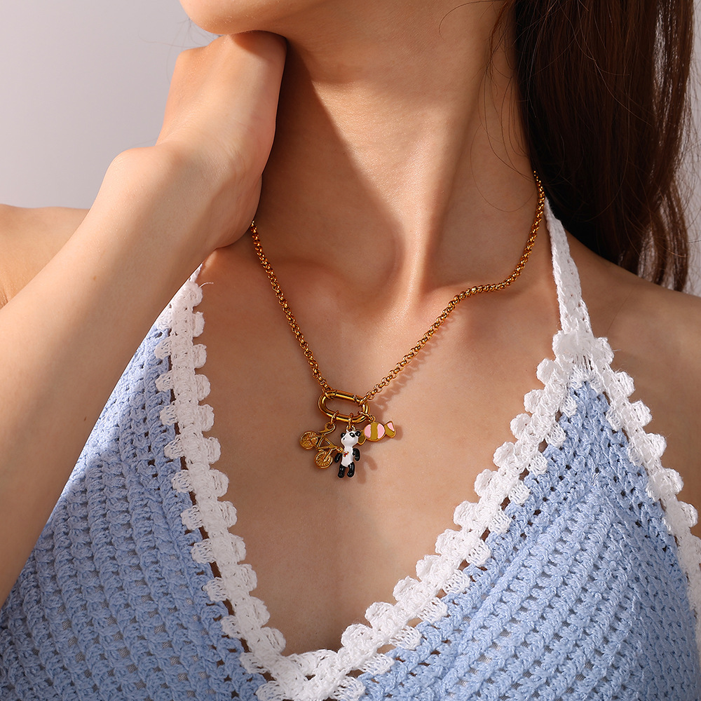 1 Piece Animal Stainless Steel  Gold Color DIY Pendant Necklace h5Picture4