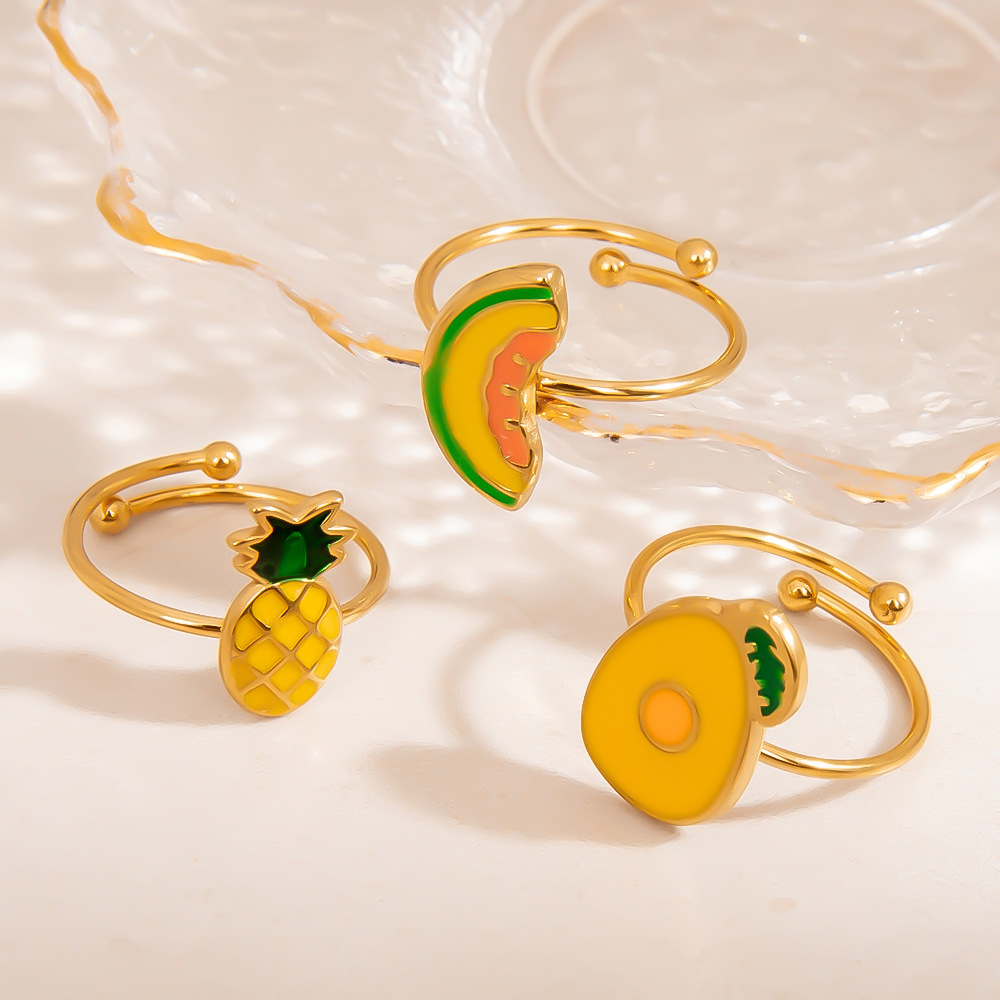 1 Piece Simple  Daily  Fruit Stainless Steel Women's  Statement Rings Picture3