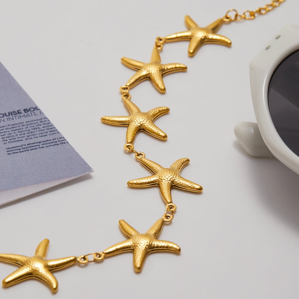1 Piece Vacation Starfish Stainless Steel Gold Color Women's Chain Bracelets Picture7