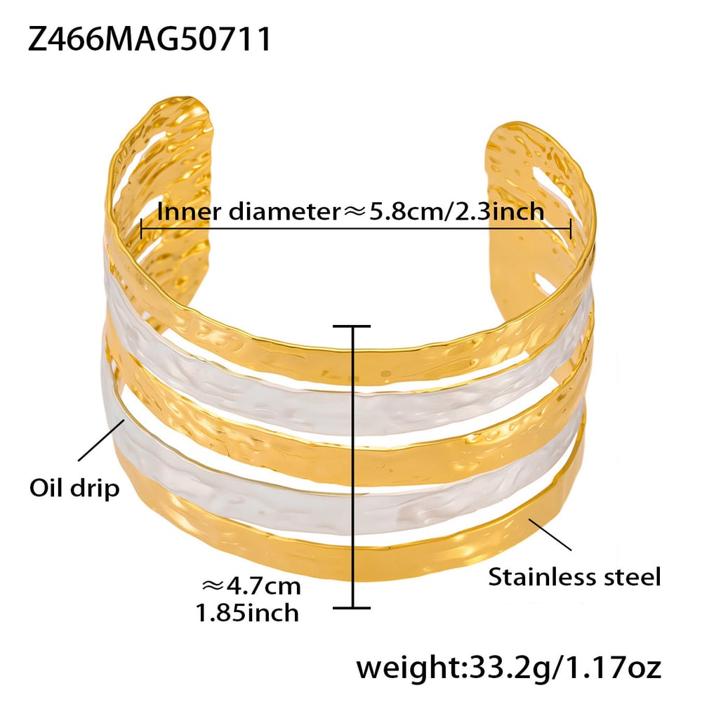 1 Piece Elegant Patchwork Stainless Steel Gold Color Women's Bangles