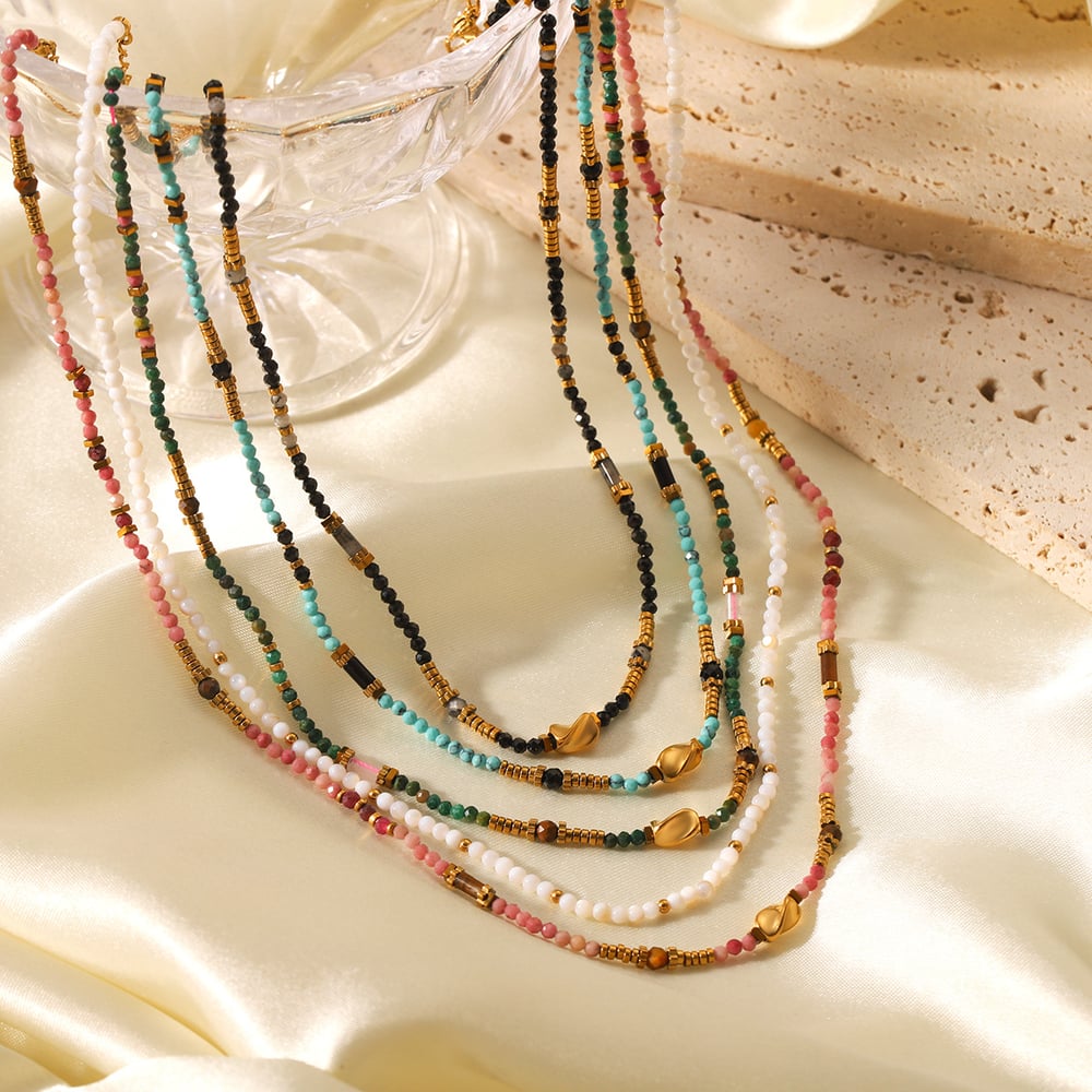 1 Pair Simple Series Daily Beads Stainless Steel Women's Beaded Necklaces h5Picture4