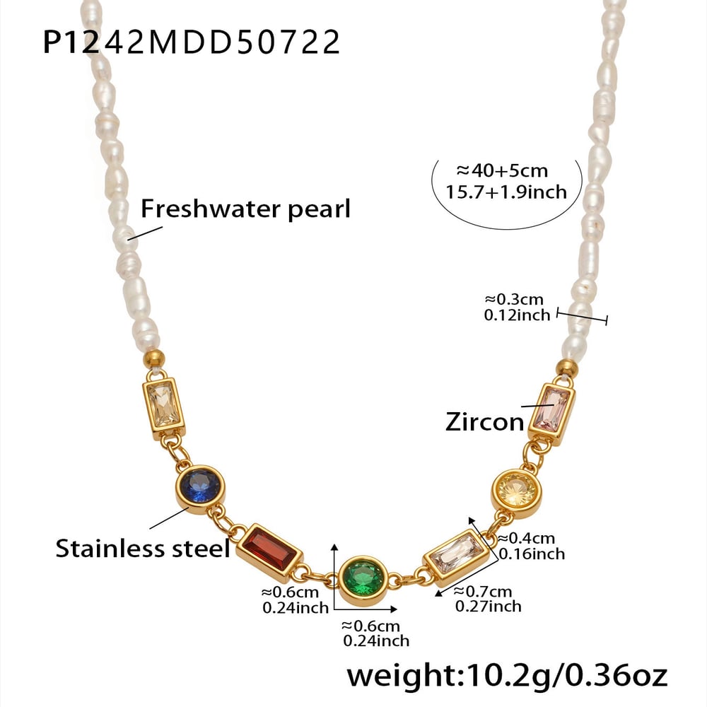 1 pieza elegante collar con colgante de perlas de circonita y flores de acero inoxidable para mujer