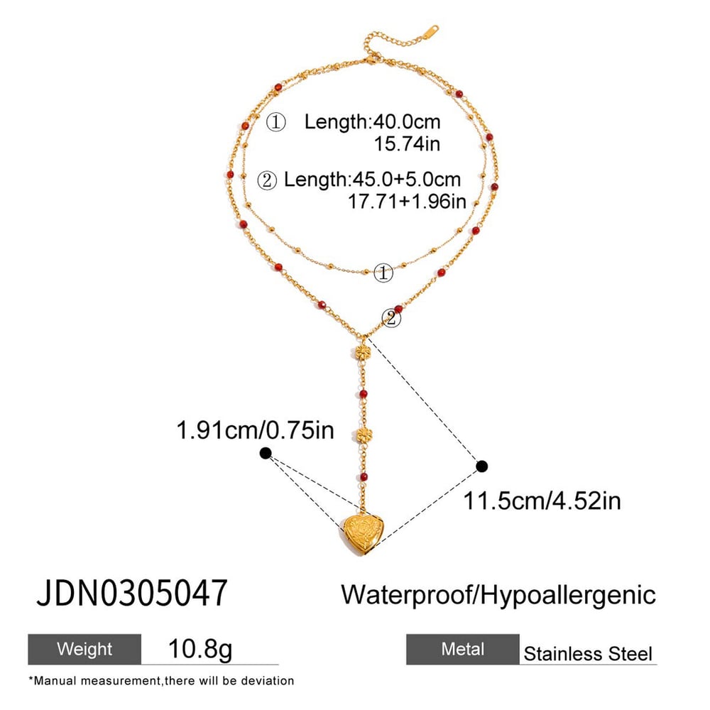 1 Piece Sophisticated Heart Stainless Steel Gold Color Women's Layered Necklaces h5Picture2