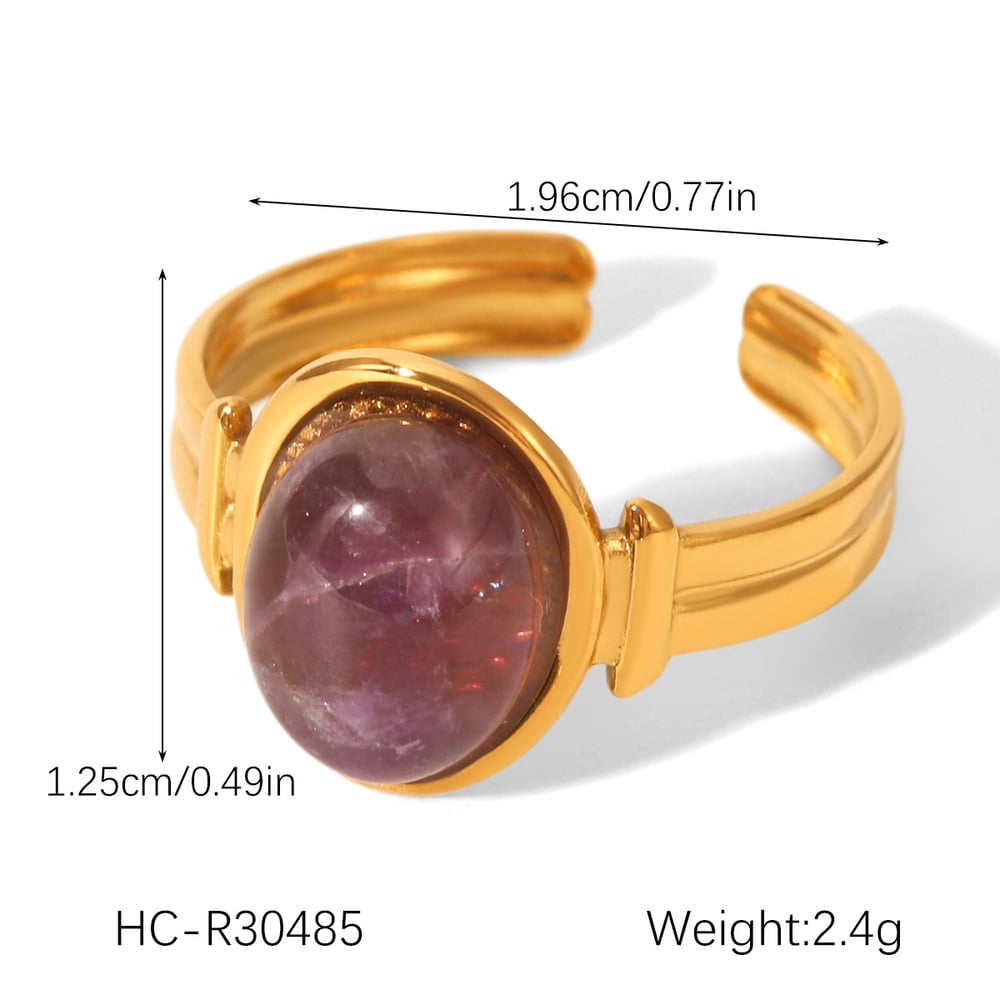1 Piece Daily Irregular Shape Stainless Steel Natural Stone Women's Gemstone Rings h5Picture2