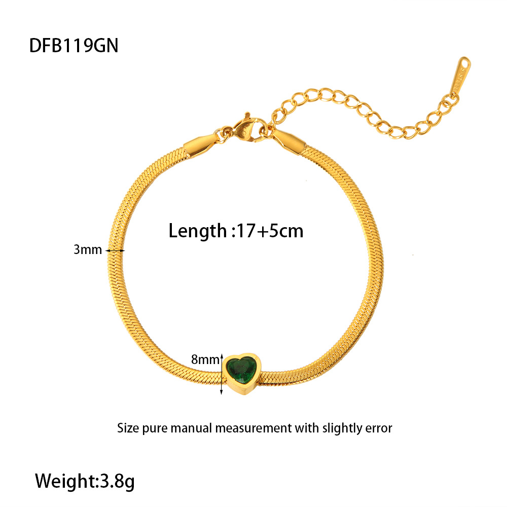 1 Pair Romantic Series Classic Heart Stainless Steel  Chain Bracelets
