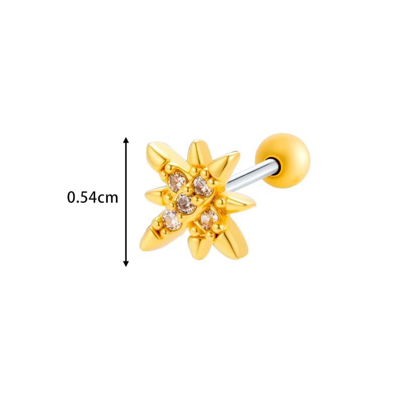 1 Piece Simple Leaves Copper Gold Color Zircon Women's Piercing Earrings Picture2