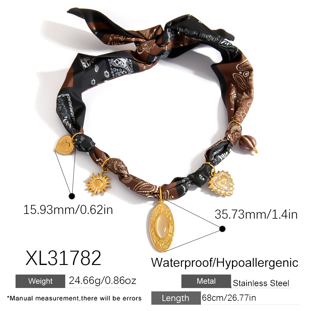 1 Piece Scarf Heart Pendant Necklace Picture2