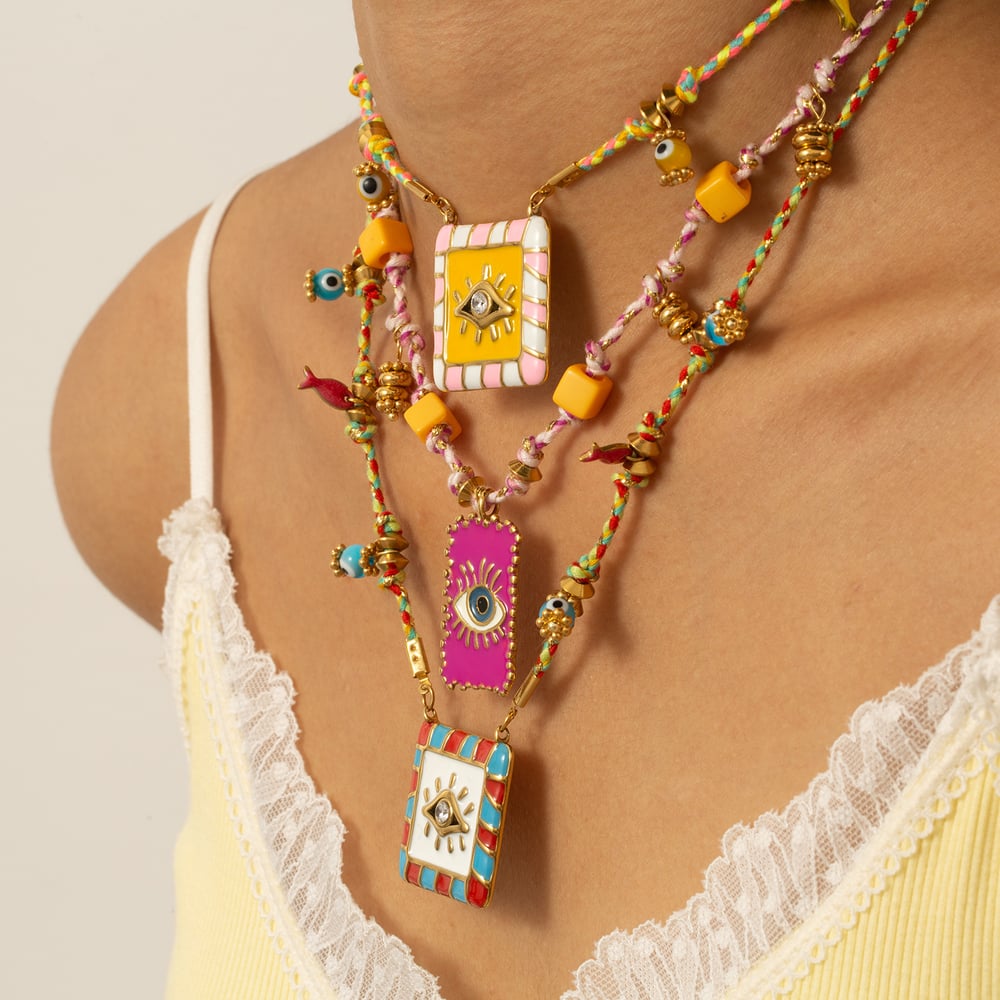 1 Piece Luxurious Devil's Eye Stainless Steel Gold Color Women's Pendant Necklaces h5Picture2